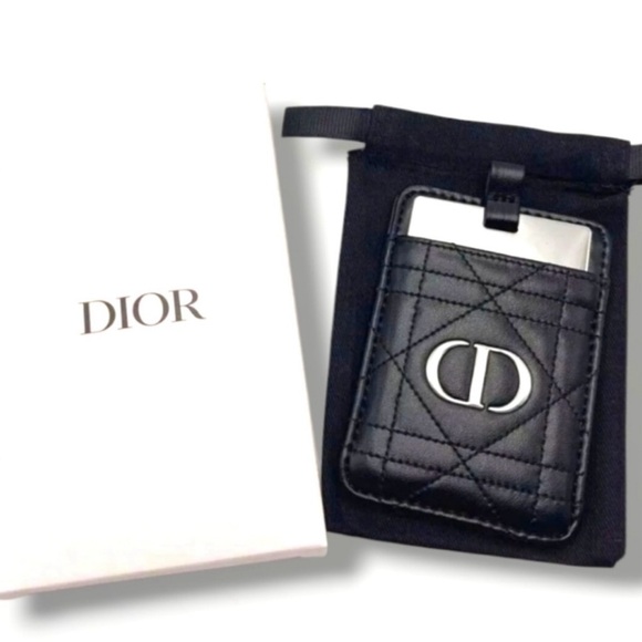 New in box Dior Quilted Black cell phone Card Holder/Mirror - Picture 1 of 6
